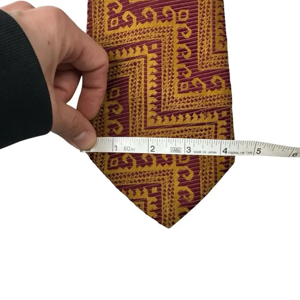 Vintage 1970s Dino Orsini Men’s Tie Burgundy Gold Mod Funky